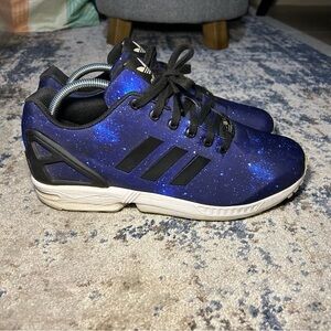 Adidas Torrsion Zx Flux Black & Blue Galaxy Lace-Up Sneakers Size 10.5
